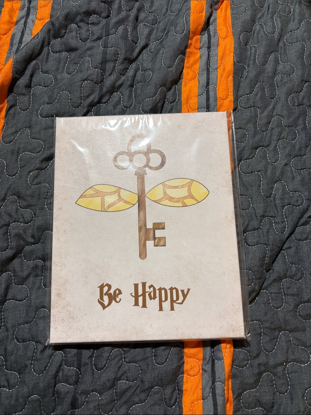 Be Happy Wall Art Print - Cream and Gold Harry Potter